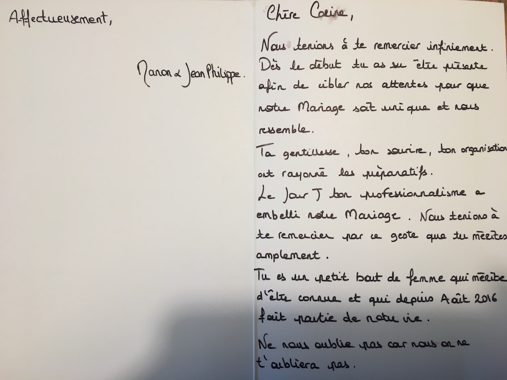 le coeur dans les etoiles - wedding planner provence - luberon - sardaigne - remerciement maries - manon et jean-philippe