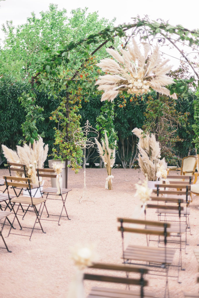 Décoration cérémonie laïque pampa et verdure